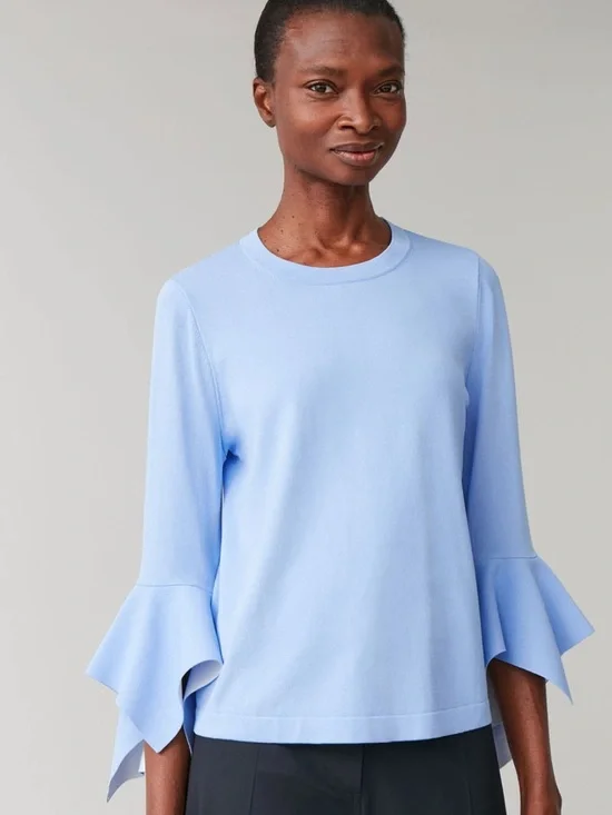COS | M | Light Blue Ruffle Sleeve Top - Picture 4 of 8